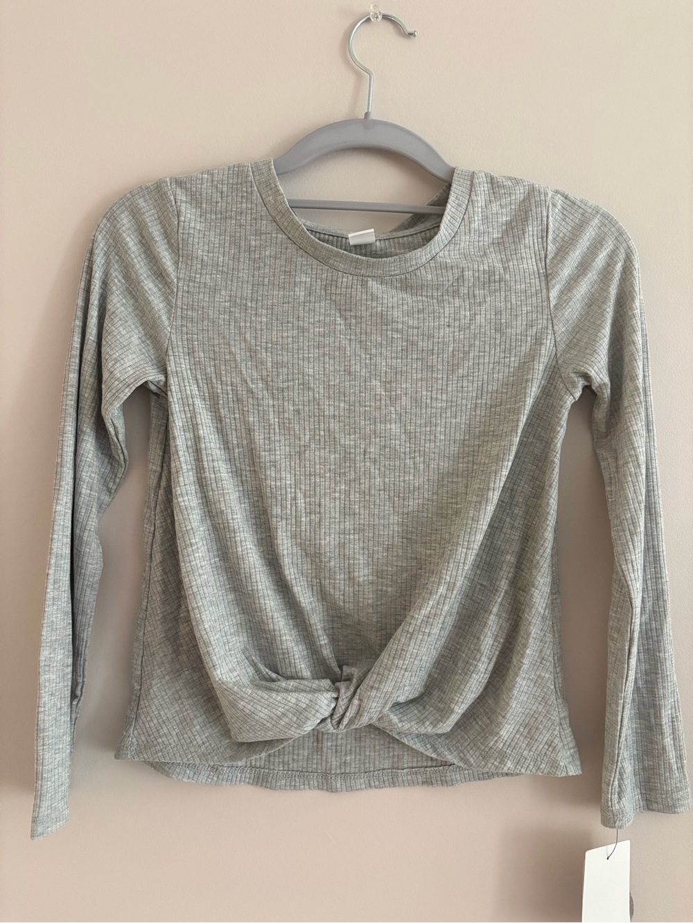 NWT 1901 Light Gray Ribbed Twist-Front Long Sleeve Top